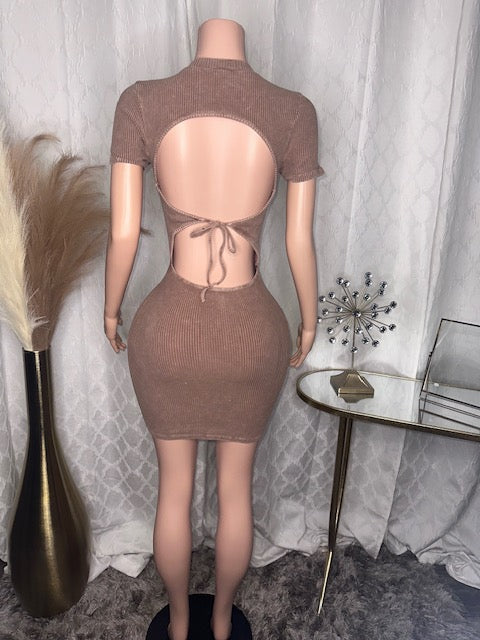 Flower Ribbed Mini Dress