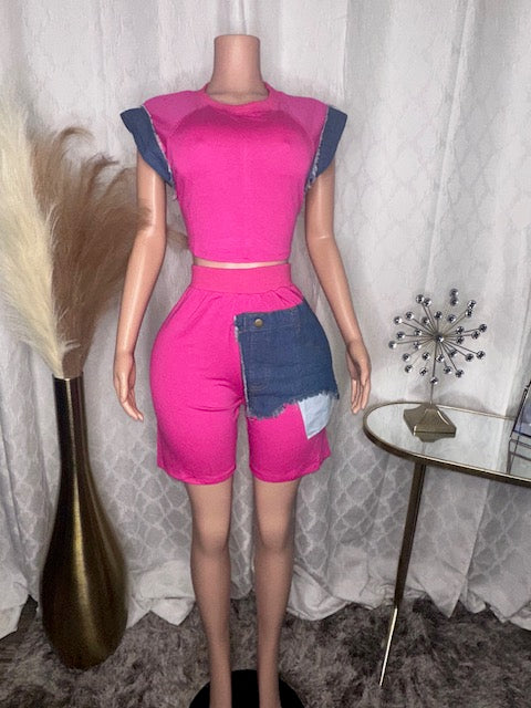 Biker Short Set Fuschia