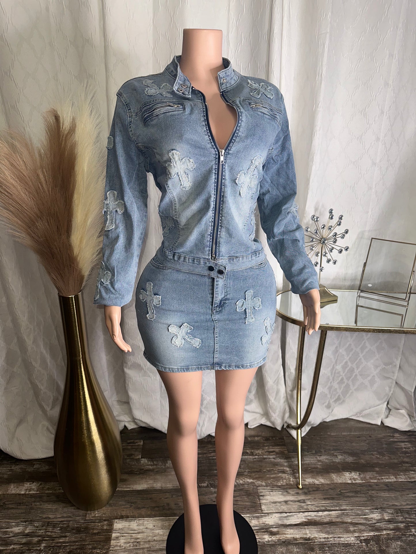 2 Piece Cross Me Denim Set