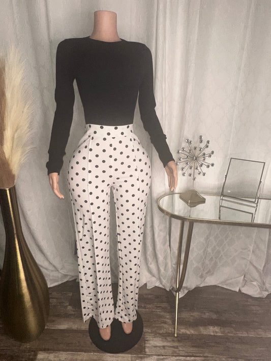 High Waist Casual Polka dot Pants