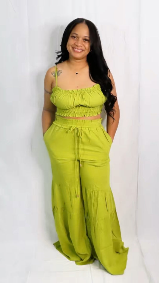 Linen Crop Top & Pant Set