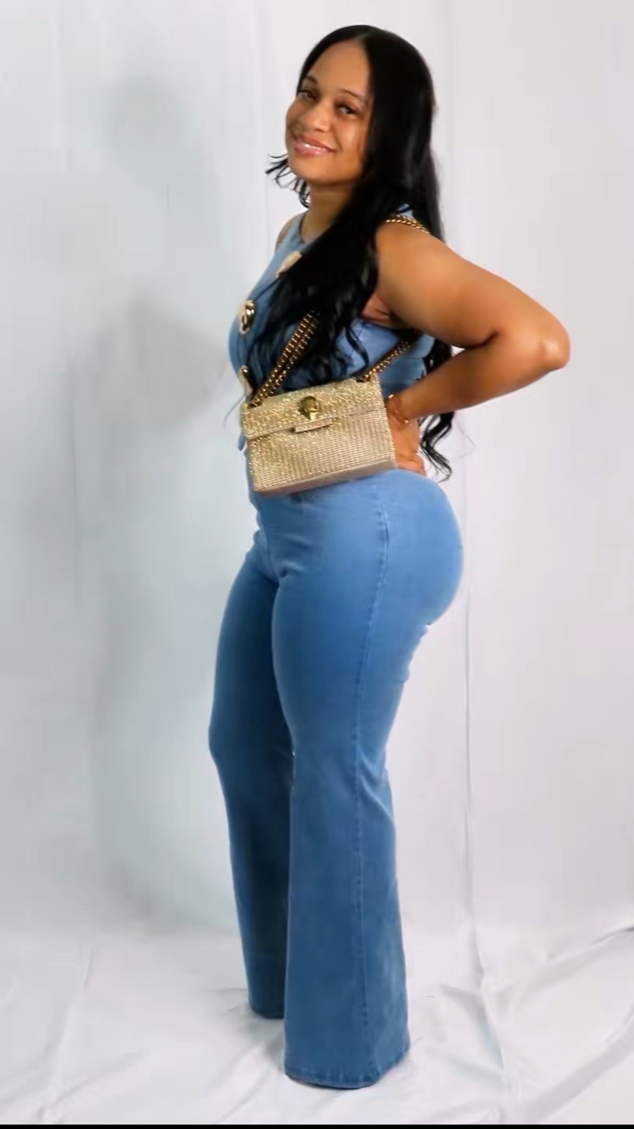 Refined Denim and Gold Set