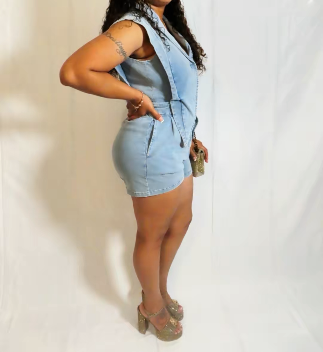Denim Tuxedo Romper