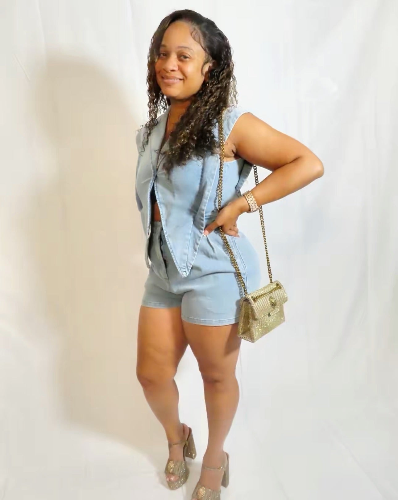 Denim Tuxedo Romper