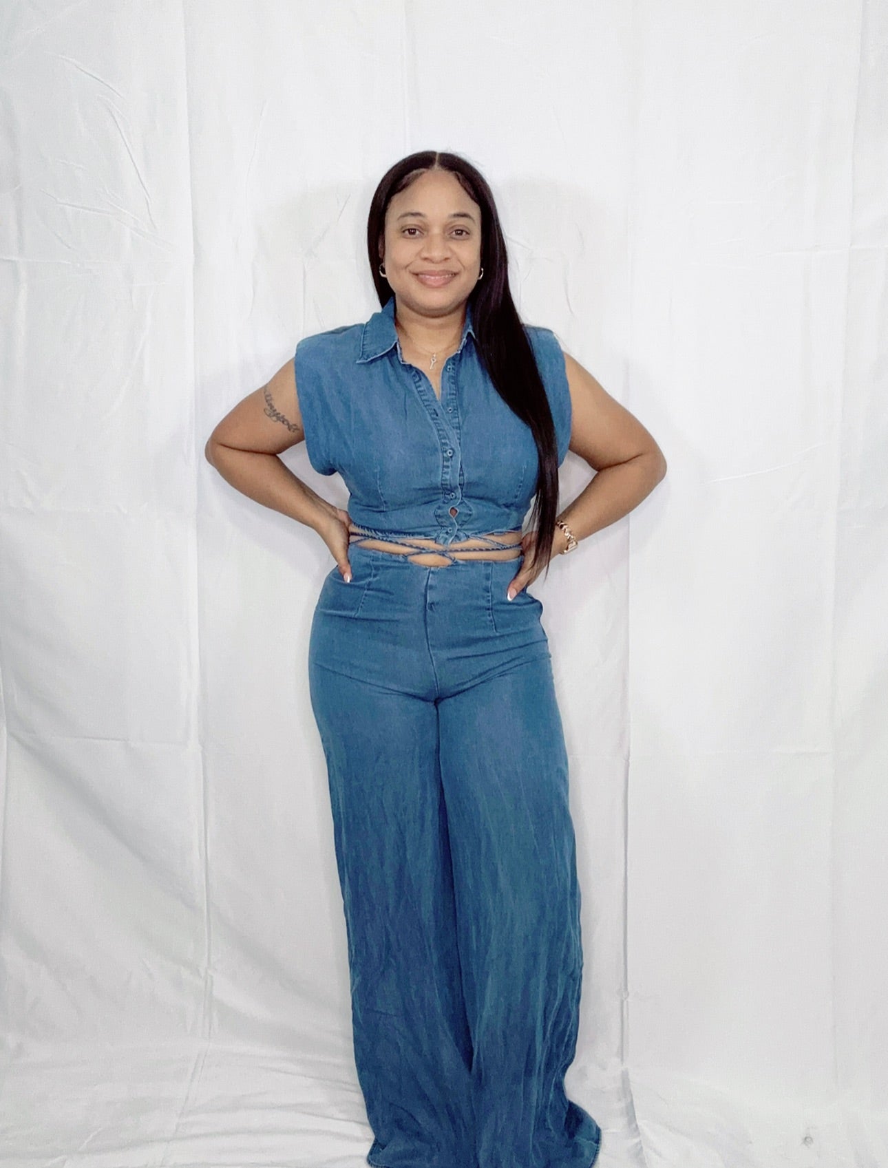 Denim Tied Waist Set
